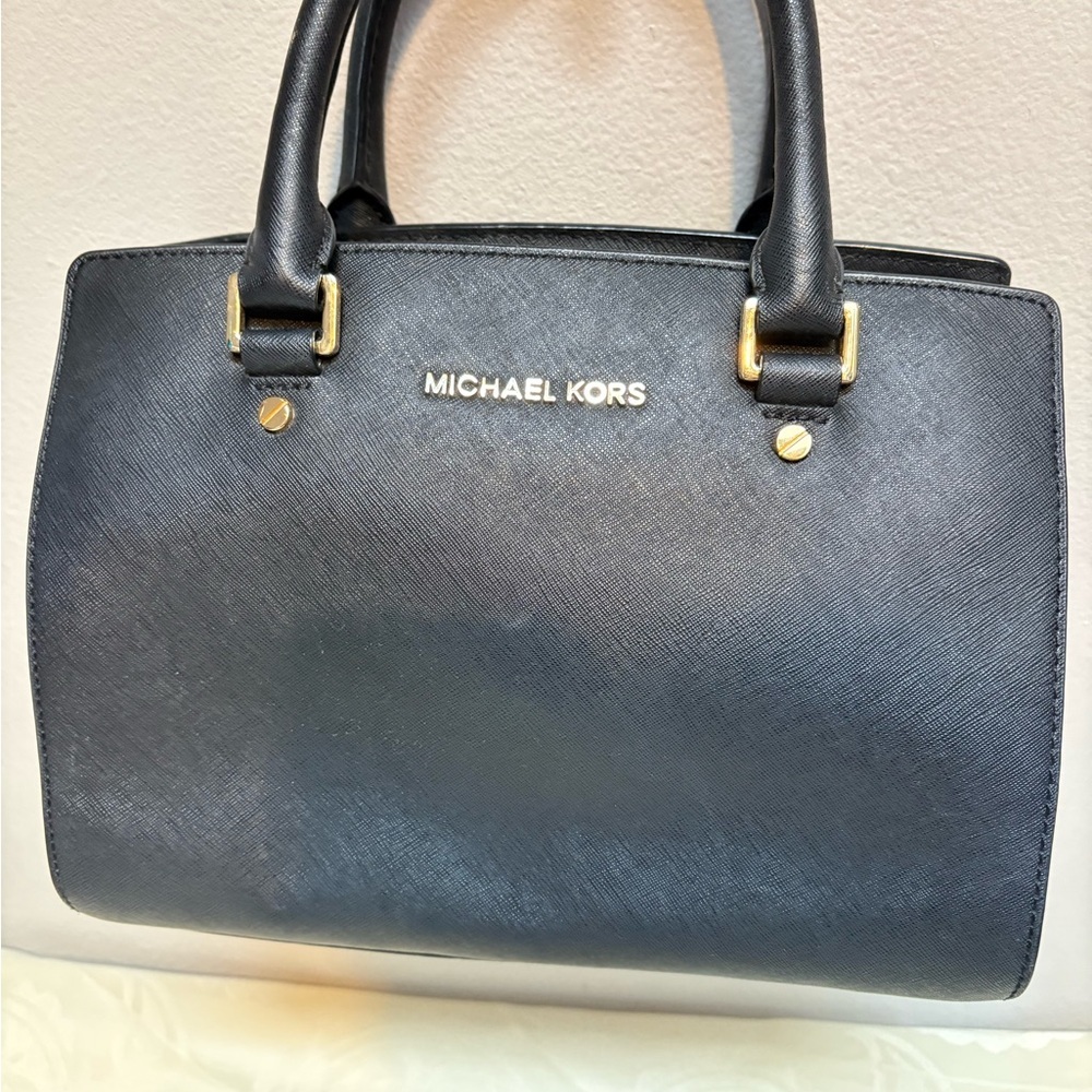 Michael Kors Black Selma Saffiano Leather Satchel - Picture 10 of 16